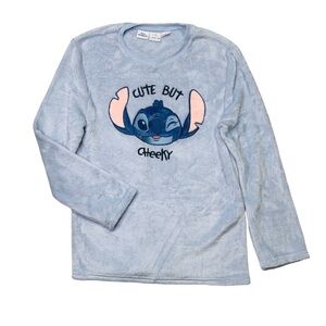 Zara Disney Girls 13-14 Y‎ Blue Stitch Fleece Top